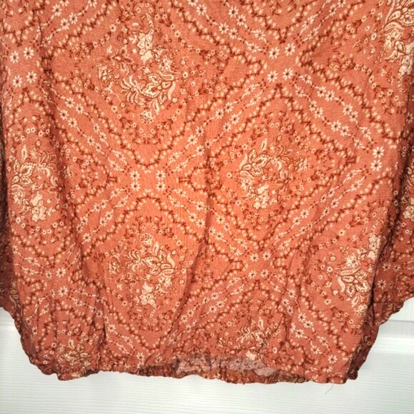 143 Story by Line Up Rust Red Off Shoulder Batwing Floral Top Plus Size 3X - Picture 4 of 7